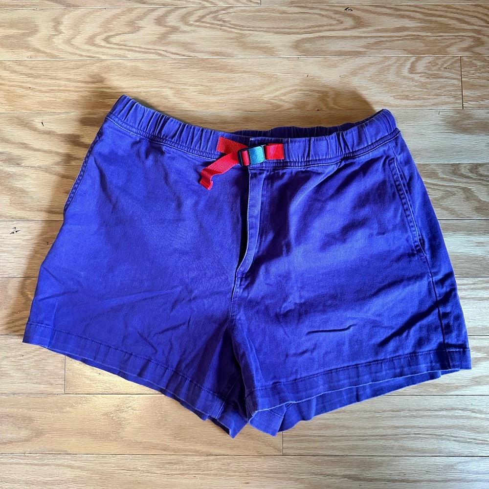 Size L Topo Designs Mountain shorts in organic cotton purple
